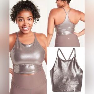 Old Navy PowerSoft Longline Metallic Sports Bra